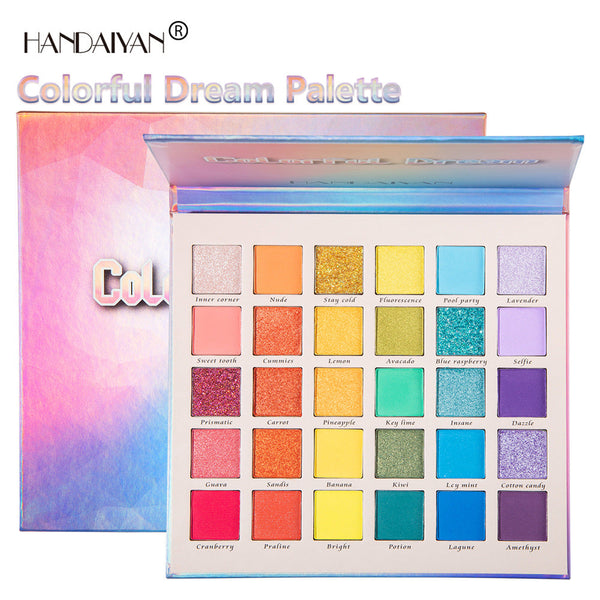 HANDAIYAN New 30 Color Pearlescent Matte Glitter Eyeshadow Palette Cross-border Makeup Fantasy Rainbow Palette