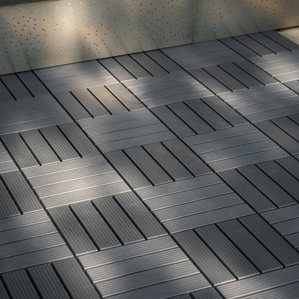Plastic interlocking deck tiles, 44 waterproof outdoor terrace deck tiles, 12 