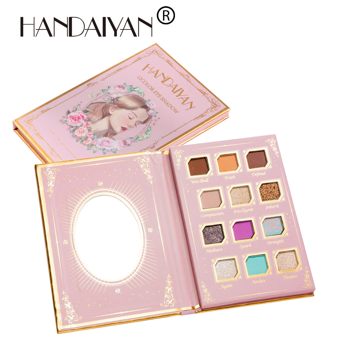 HANDAIYAN 12 Color Eye Shadow Palette Retro Niche Eye Shadow Noble With Mirror Matte Pearlescent Powder Eye Shadow