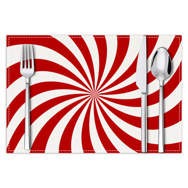 Christmas placemat red candy striped printed table mat holiday table decoration insulated mat coaster