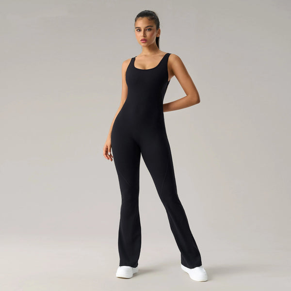 Horn yoga jumpsuit beautiful back elastic body shaping fitness suit tight fitting vest sportswear for women