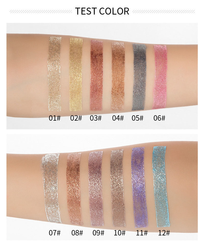 HANDAIYAN Diamond Pearl Liquid Eye Shadow 12 Colors Shining Bright Eye Shadow Liquid
