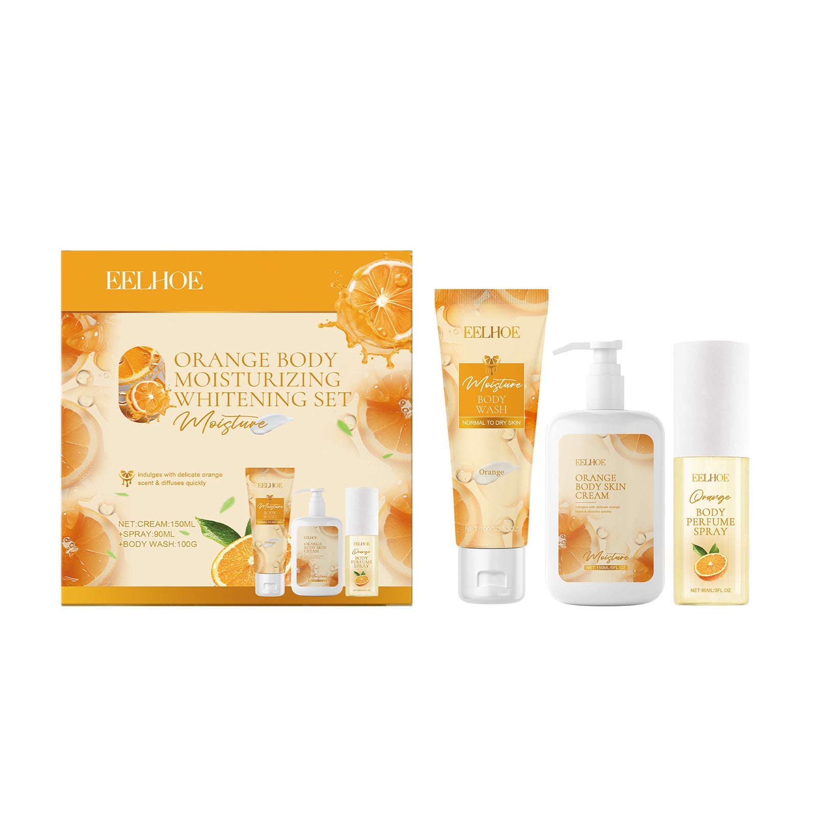 Orange Body Moisturizing Whitening Fragrance Gift Set Gentle Moisturizing Moisturizing Skin Care Set
