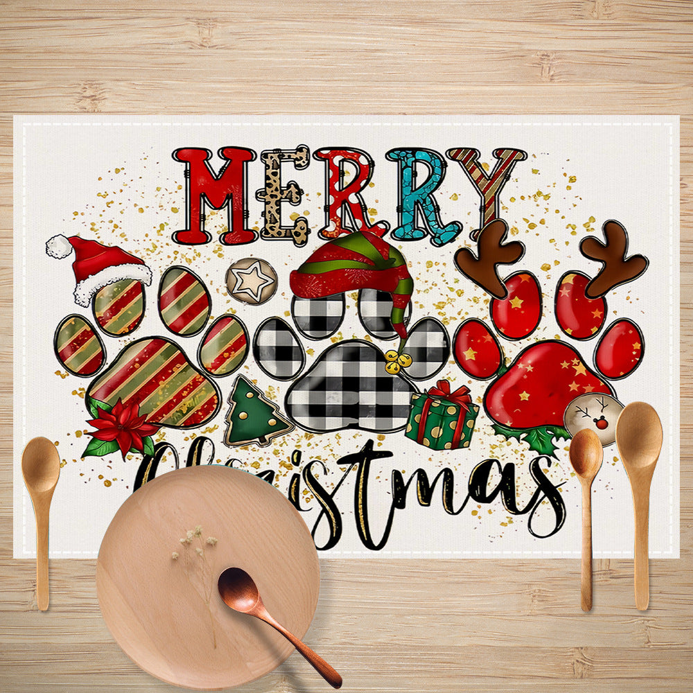 Cake linen placemat Christmas kitchen restaurant decoration insulation mat printed snowman table mat