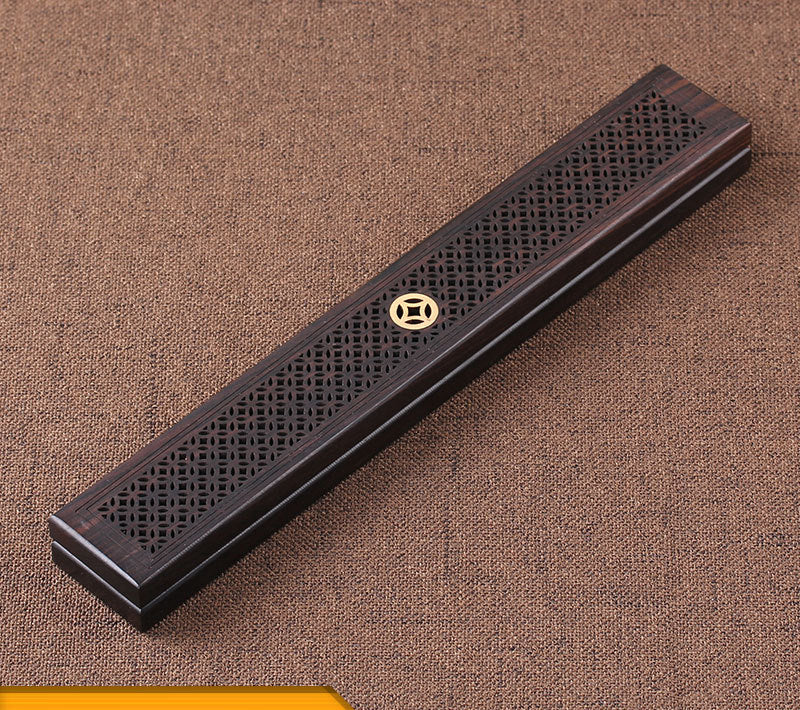 Wooden thread incense box, black sandalwood inlaid with boxwood, sleeping incense burner, incense burner, household indoor agarw