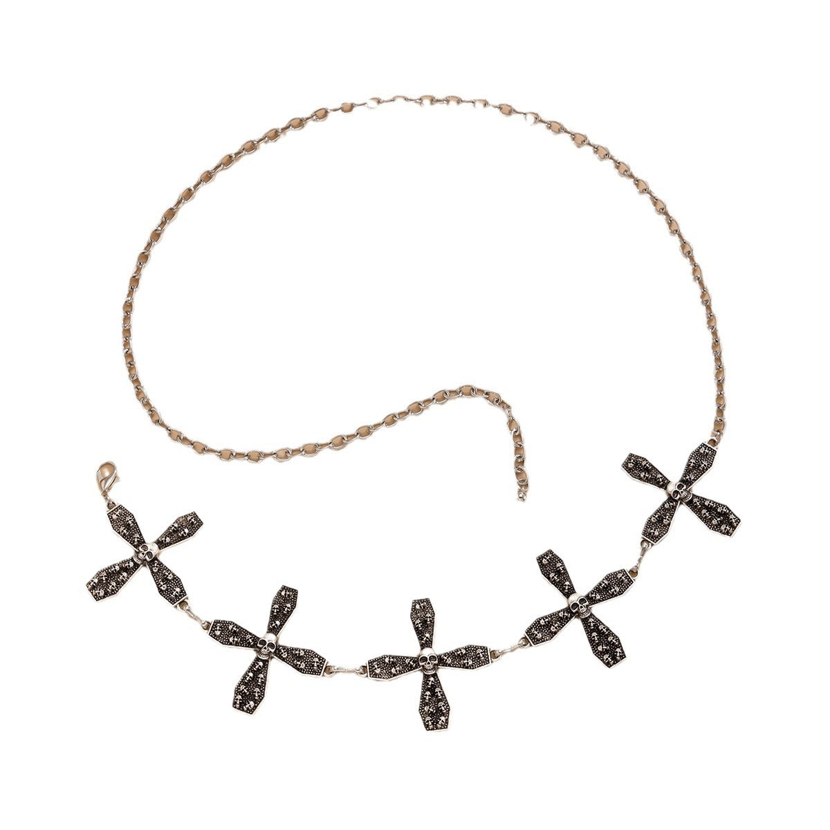 Gothic style spider web iron chain body chain retro carved sunflower alloy waist chain