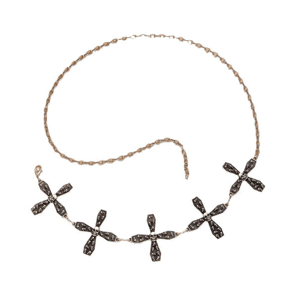 Gothic style spider web iron chain body chain retro carved sunflower alloy waist chain