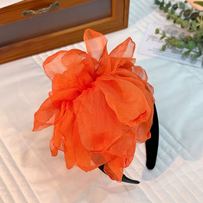 Oversized and exaggerated handmade fabric flower versatile headband