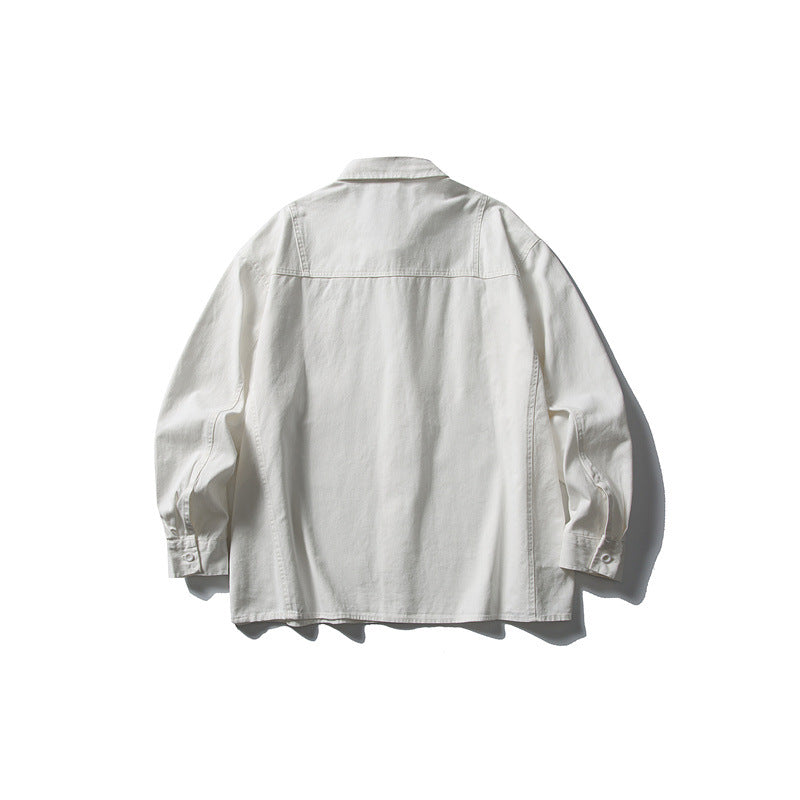 Pocket casual workwear shirt men's loose long sleeved shirt