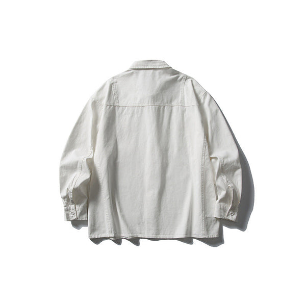 Pocket casual workwear shirt men's loose long sleeved shirt