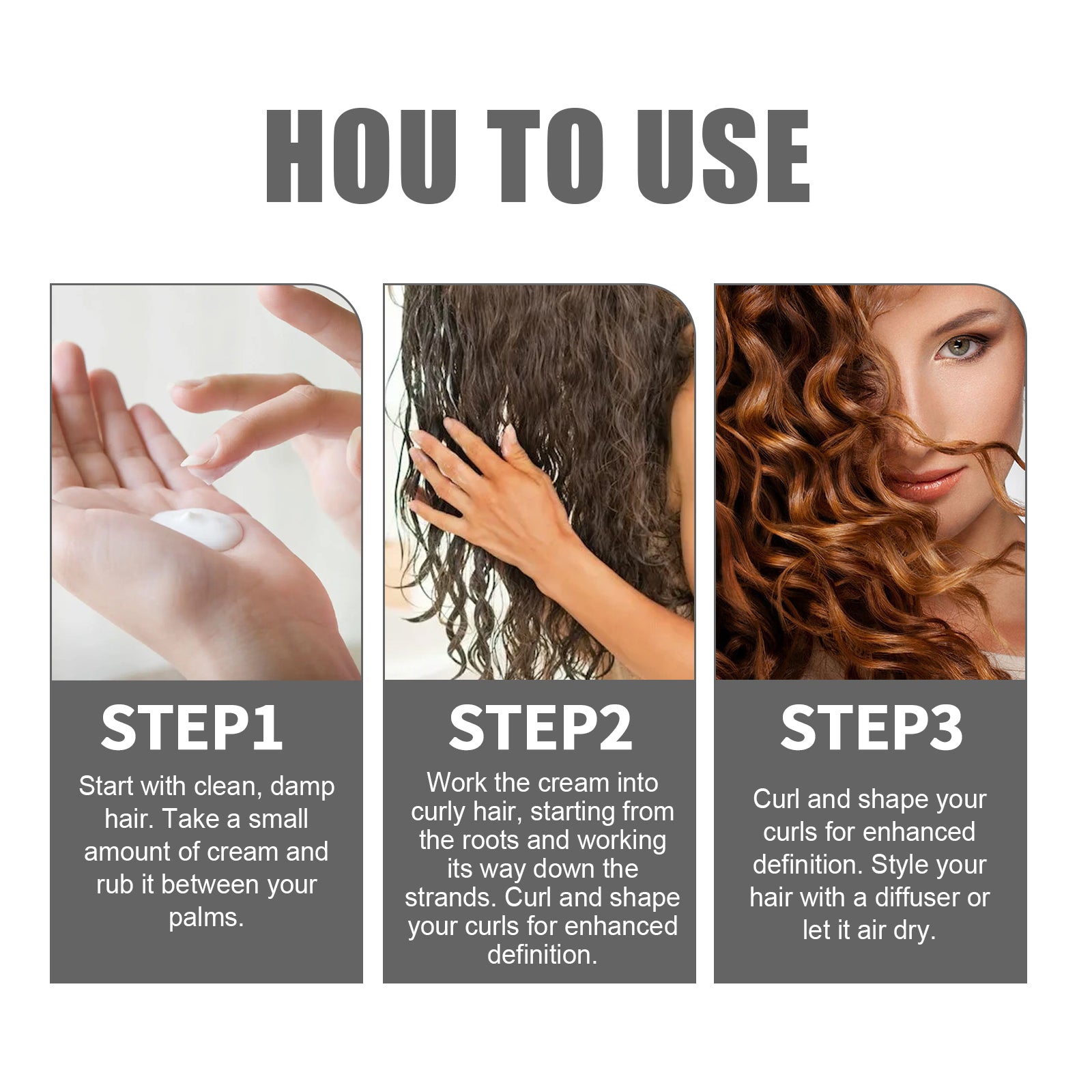 Moisturizing Styling Cream, Fluffy Curly Hair Styling, Hydrating And Glossy Frizzy Hair Repair Cream