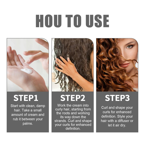 Moisturizing Styling Cream, Fluffy Curly Hair Styling, Hydrating And Glossy Frizzy Hair Repair Cream