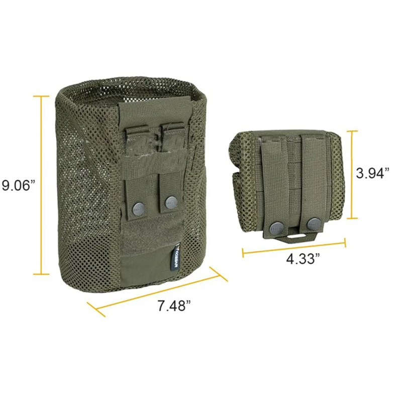 Tactical Dump Pouch Foldable High Capacity Nylon Mesh MOLLE Belt Compatible Lightweight Durable