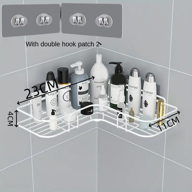 Bathroom Storage Rack Toilet Washroom Wall-Mounted Hole-Free Multi-Functional Iron Mesh Long Strip Organizer