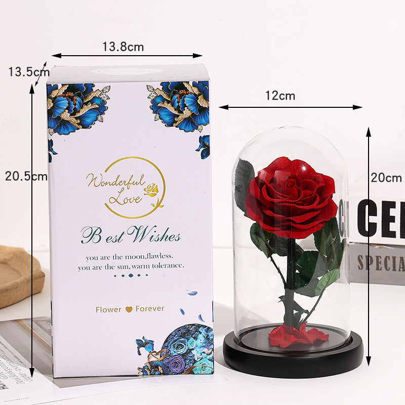 Christmas Valentine's Day Creative Gift Gift for Girlfriend Glass Cover Eternal Flower Gift Box Eternal Rose Gift Ornament