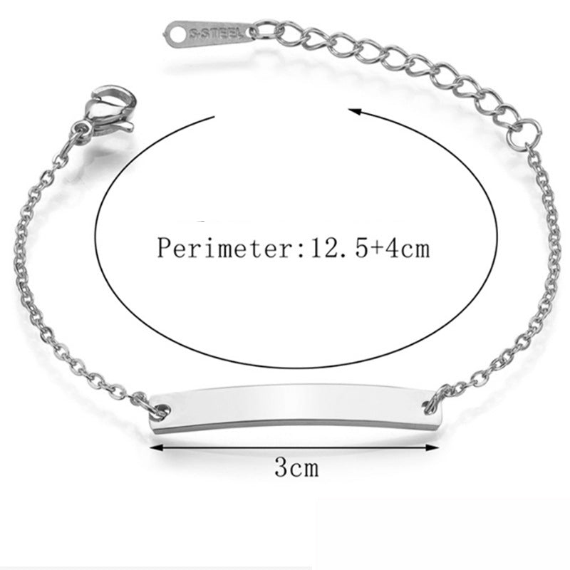 Stainless steel personalized engraved three color curved bracelet simple and personalized women's bracelet