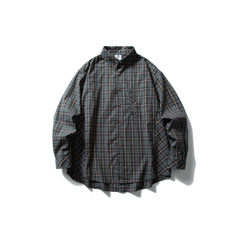 Casual long sleeved checkered shirt men's and women's loose shirt