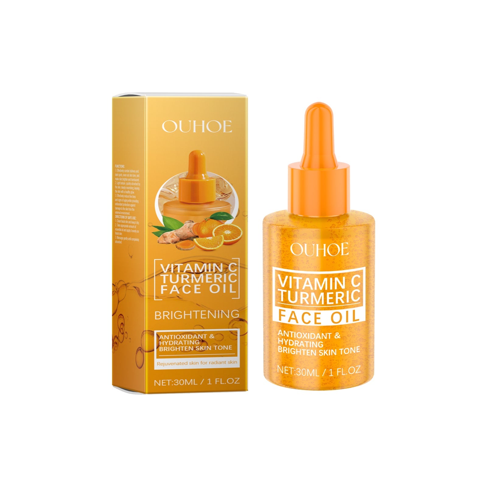 Vitamin C Turmeric Brightening Oil, Vitamin C Moisturizing Facial Skin Moisturizing, Hydrating And Brightening Skin Essential Oil