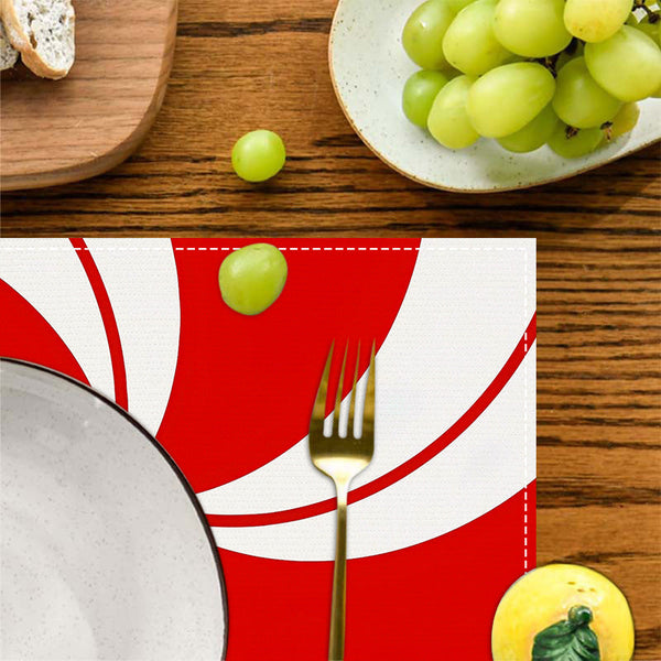 Christmas placemat red candy striped printed table mat holiday table decoration insulated mat coaster