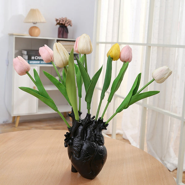 Heart-Shaped Flower Vase Resin Ornament Desktop Living Room Plant Pot Table Decoration Craft