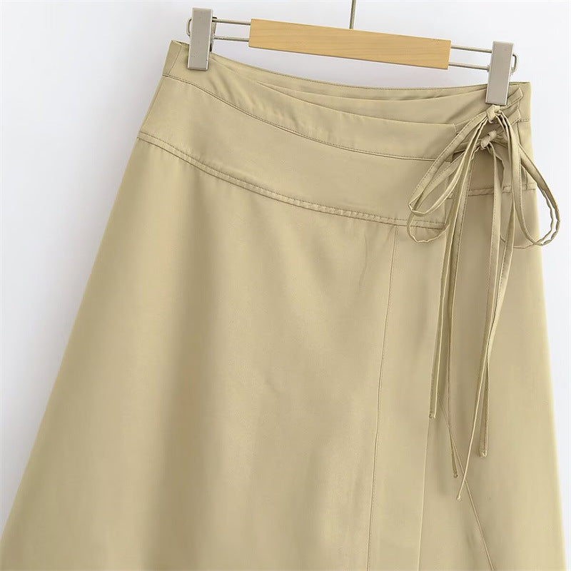 Summer New  Style Women's Fashionable Elegant Wrap Skirt with Mid-Waist and Midi Length