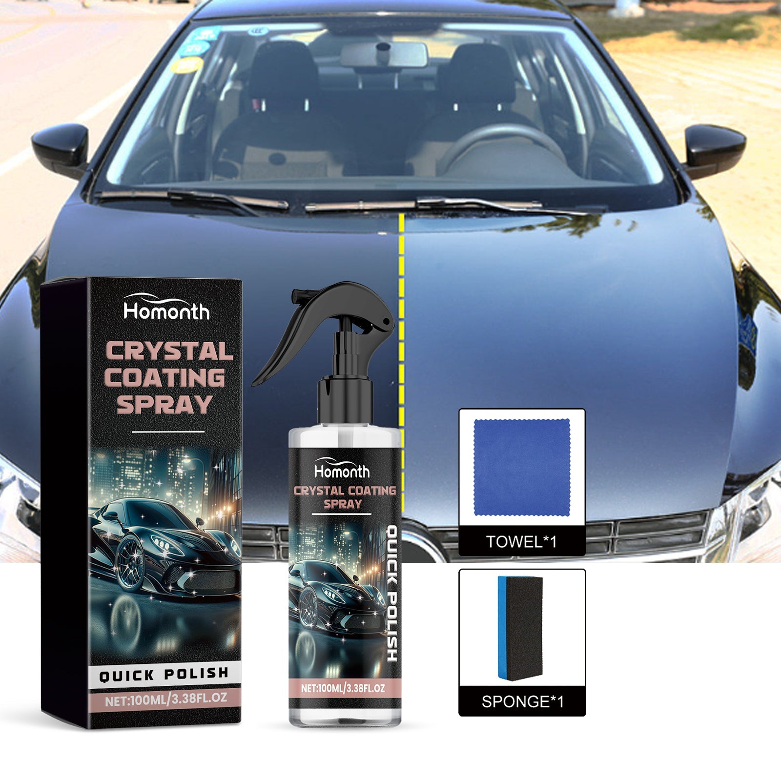 Crystal Coating Spray, Clean Water Stains And Dirt With New Bright Long-Lasting Maintenance Spray