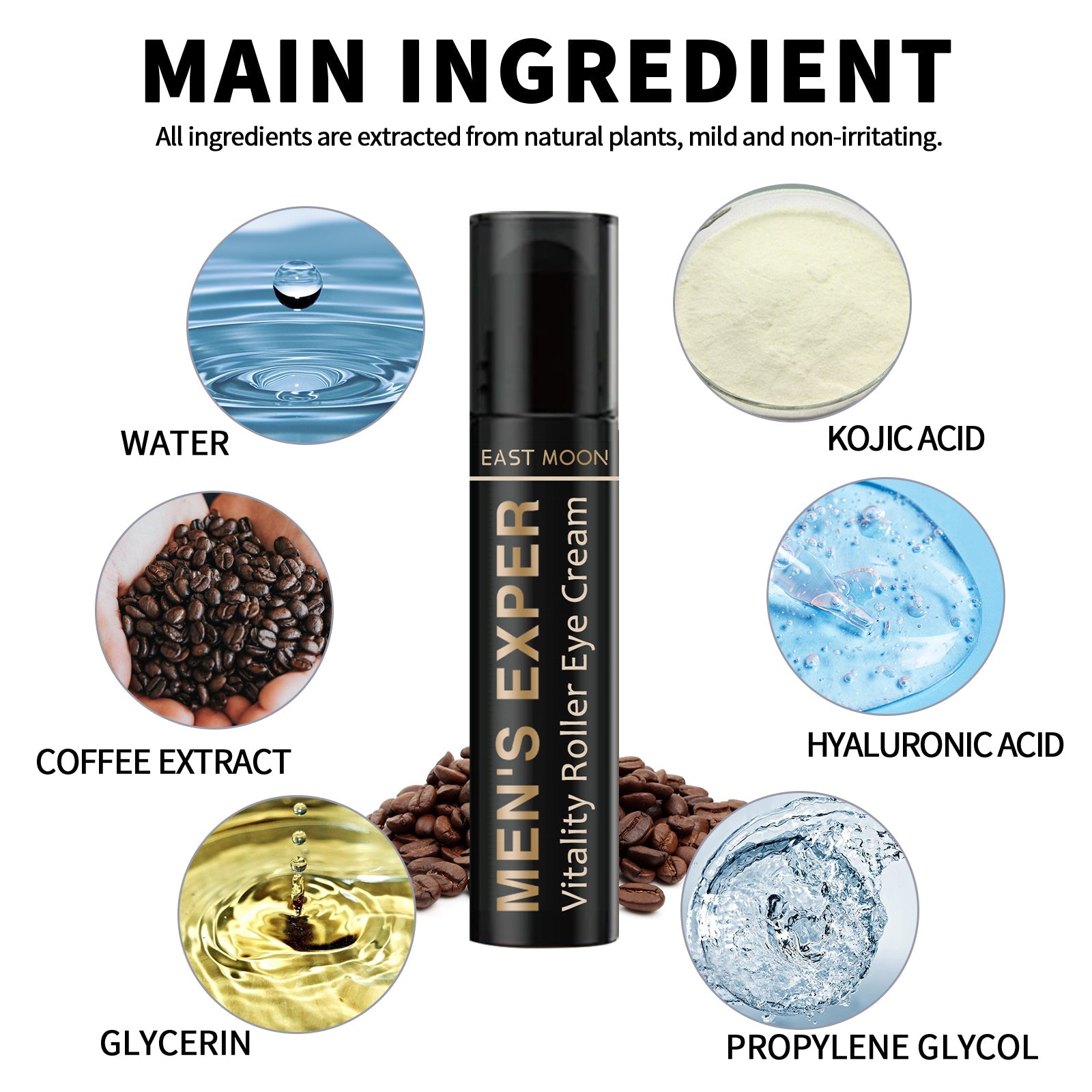 Hydrating Eye Roller For Men, Firming Lift Reduces Fine Lines, Dark Circles And Bags Under The Eyes