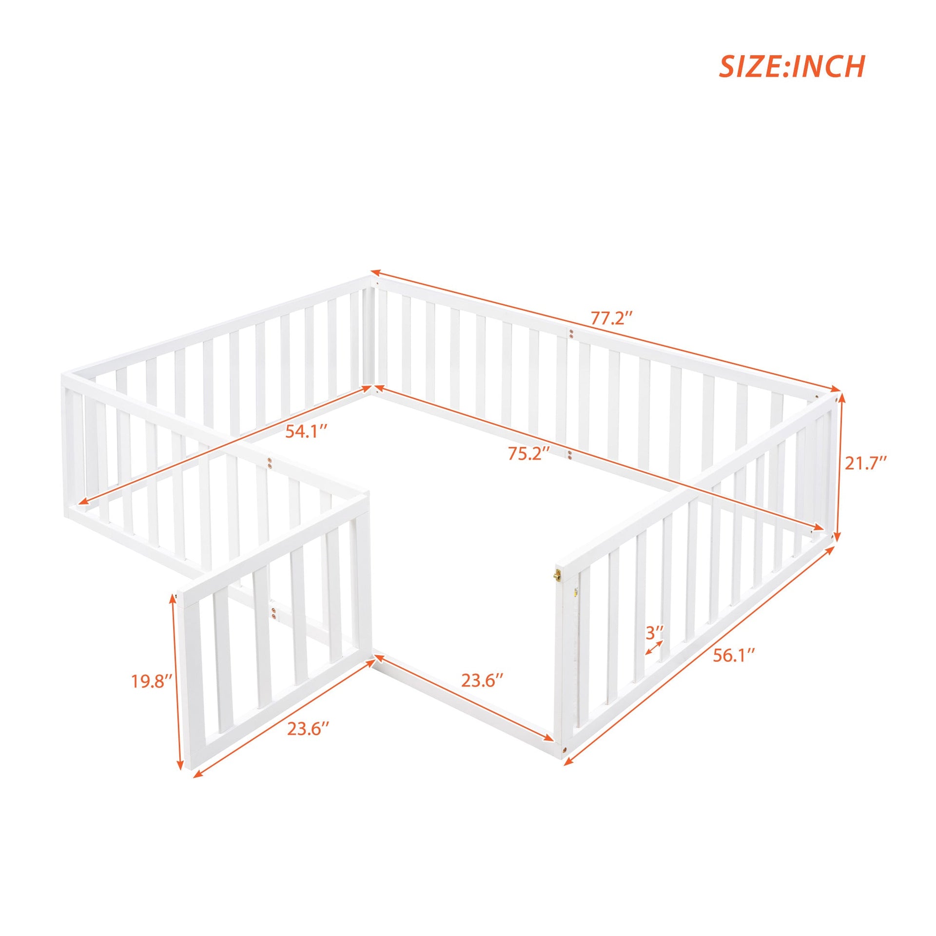 Full Size Wood Daybed Frame with Fence White(OLD SKU:WF289662AAK)