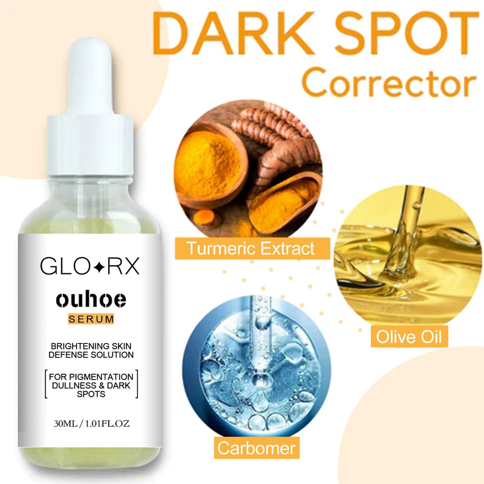 Turmeric Whitening Spot Serum, Lighten Freckle Spots Brightening Skin Hydrating Serum