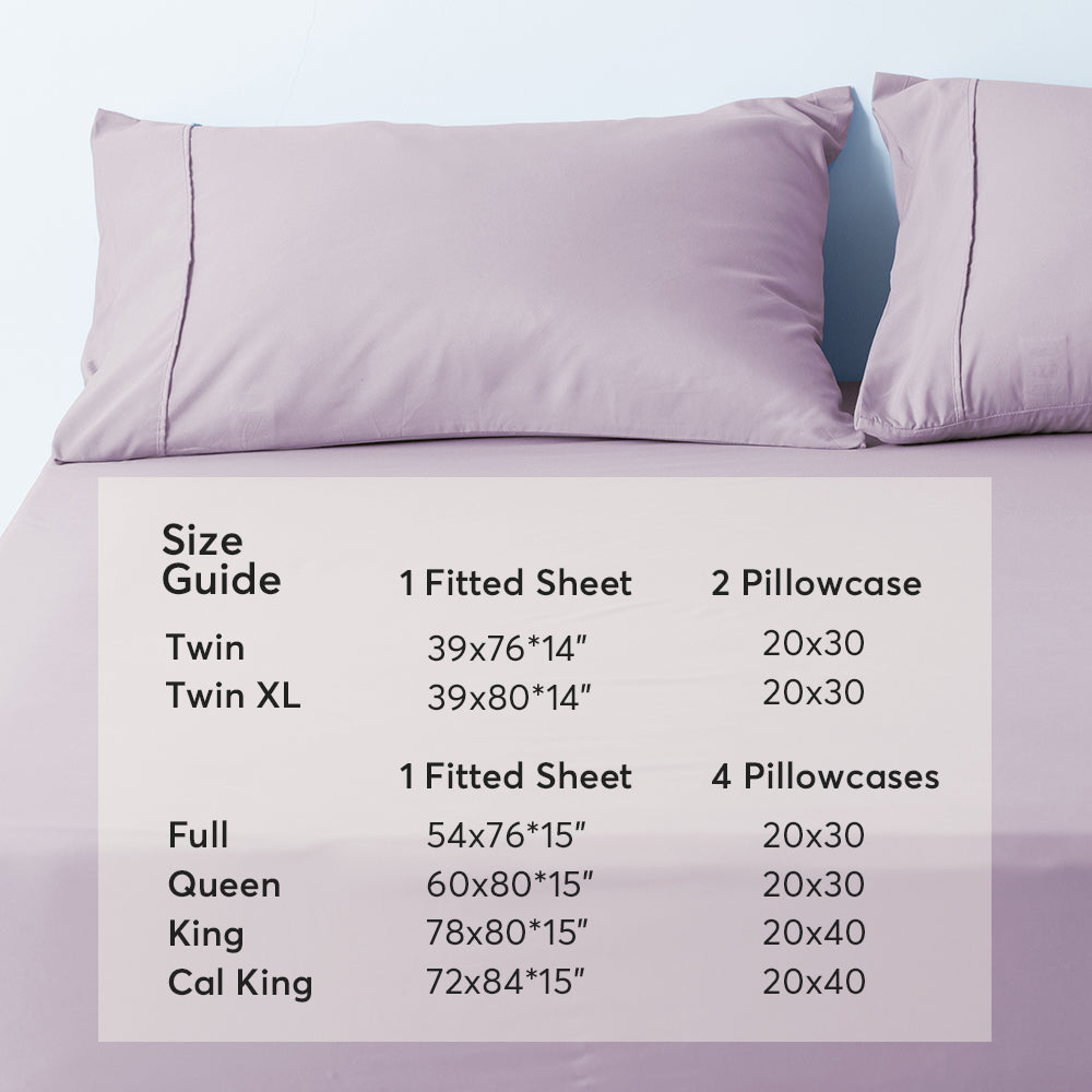 Kasentex All Season Deep Pocket Fitted Sheet Set with Pillowcases, Room Decor, Graduation Gifts