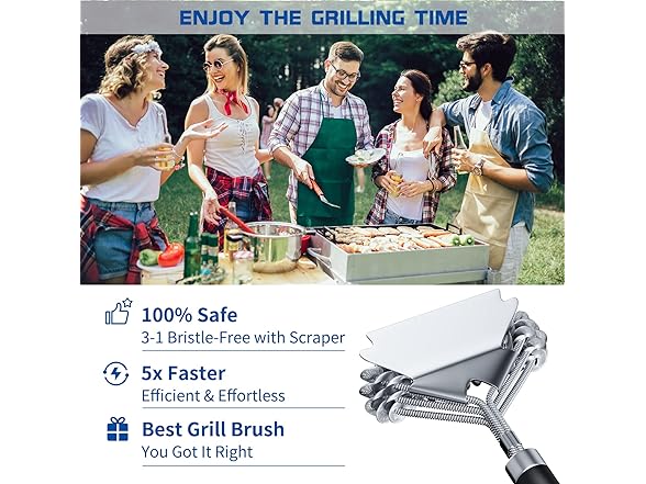 Grill Brush and Scraper Bristle Free, Grill Brush for Outdoor Grill, 17