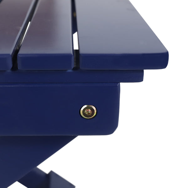 Outdoor Folding Wooden Side Table, Navy Blue, 15