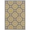 2' X 4' Gray Floral Stain Resistant Indoor Outdoor Area Rug