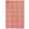 7' x 10' Pink Floral Stain Resistant Indoor Outdoor Area Rug
