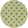 8' x 8' Green and Ivory Round Floral Stain Resistant Indoor Outdoor Area Rug