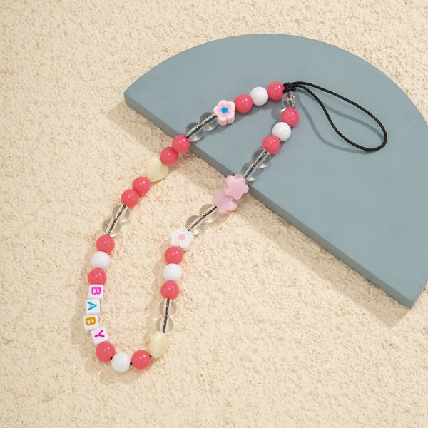 Fashion daisy acrylic letter bag, mobile phone hanging chain, handmade bead weaving accessories