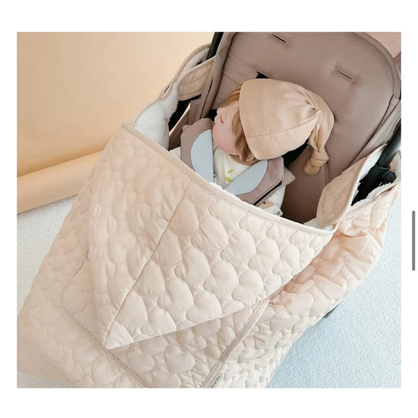 Winter Stroller Blanket Fleece Warm Baby Blanket Newborn Swaddle Infant Accessory Quilted Windproof Cloak Strap Wrap Quilt Cover