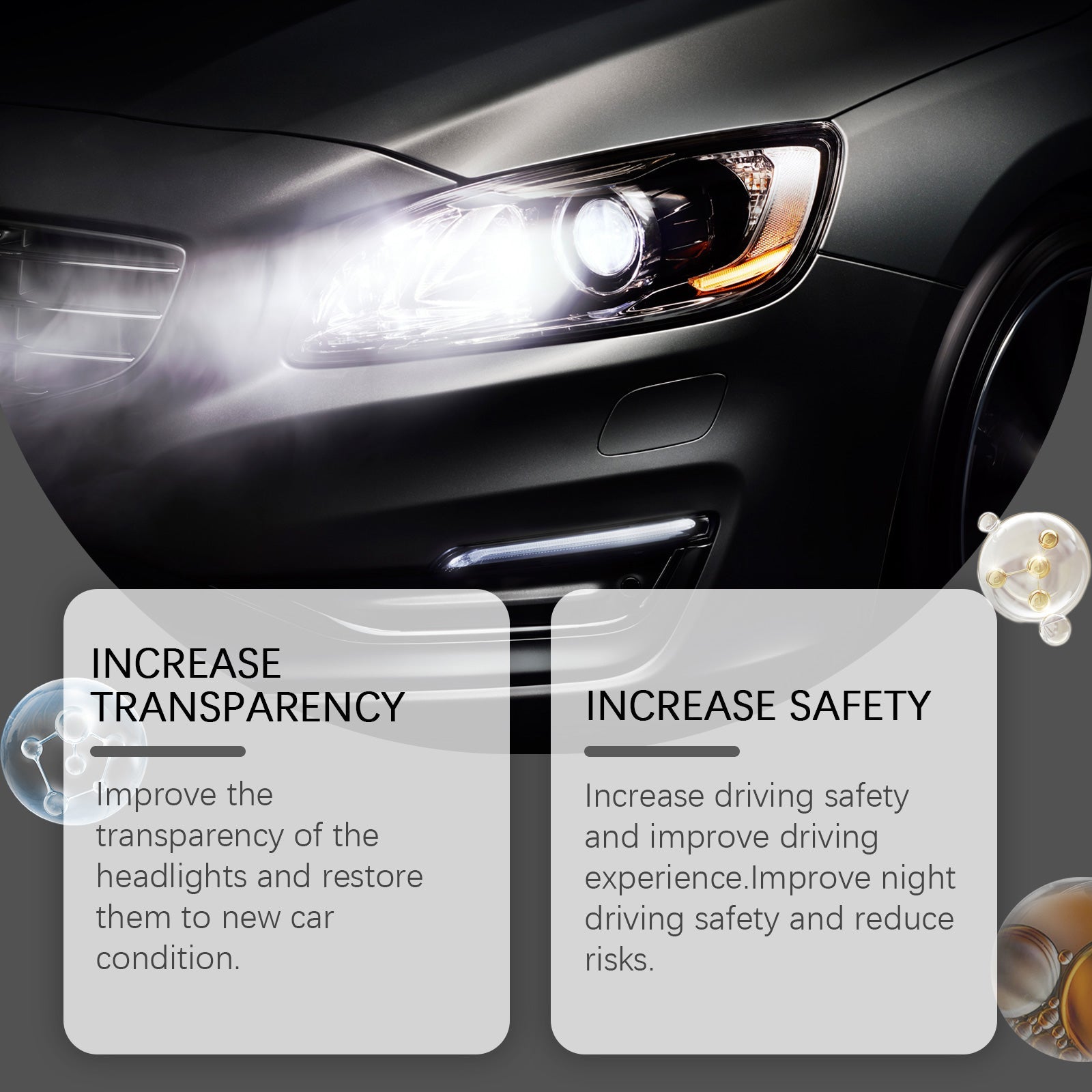 Headlight Restoration Liquid For Car, Lamp Scratches Yellow Cleaning Plating Crystal Polishing Refurbishing Repair Agent