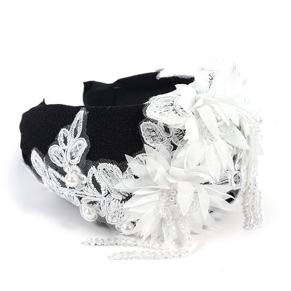 Fashionable handmade embroidery three-dimensional simulation crystal flower hair hoop