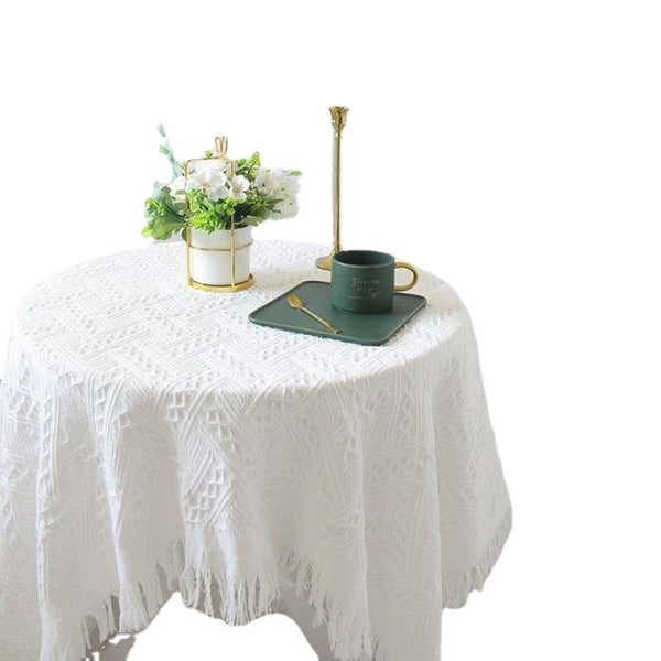Lace White Tablecloth Ins Style Coffee Table Cloth Art Photo French Retro Knitting