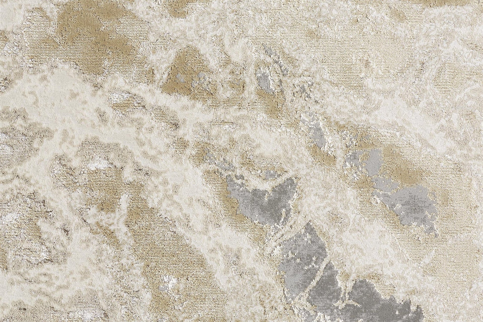 12' X 15' Ivory Silver And Gold Abstract Stain Resistant Area Rug