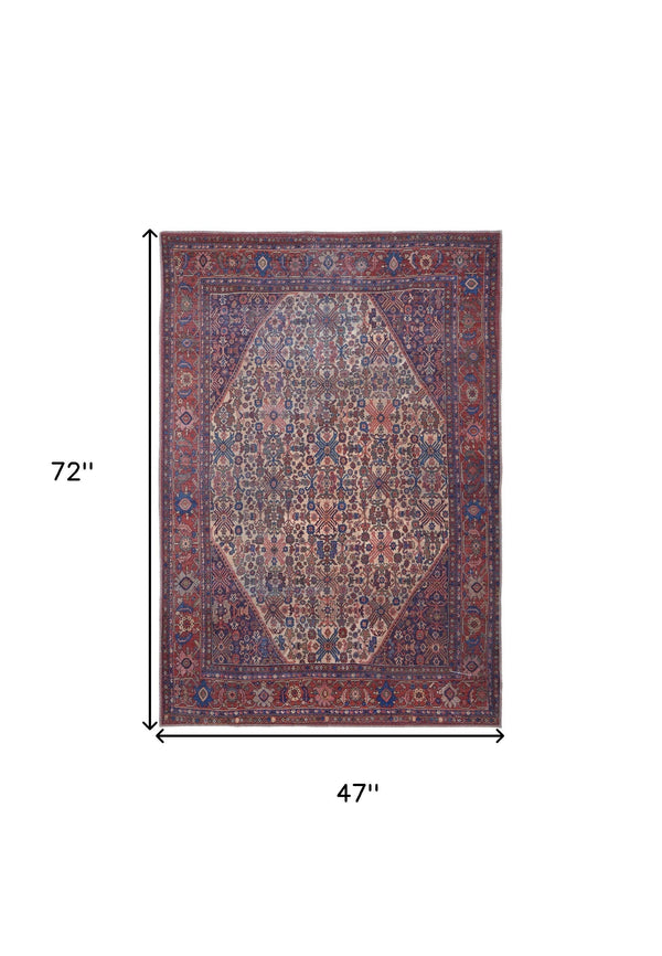 10' X 14' Ivory and Blue Floral Power Loom Area Rug