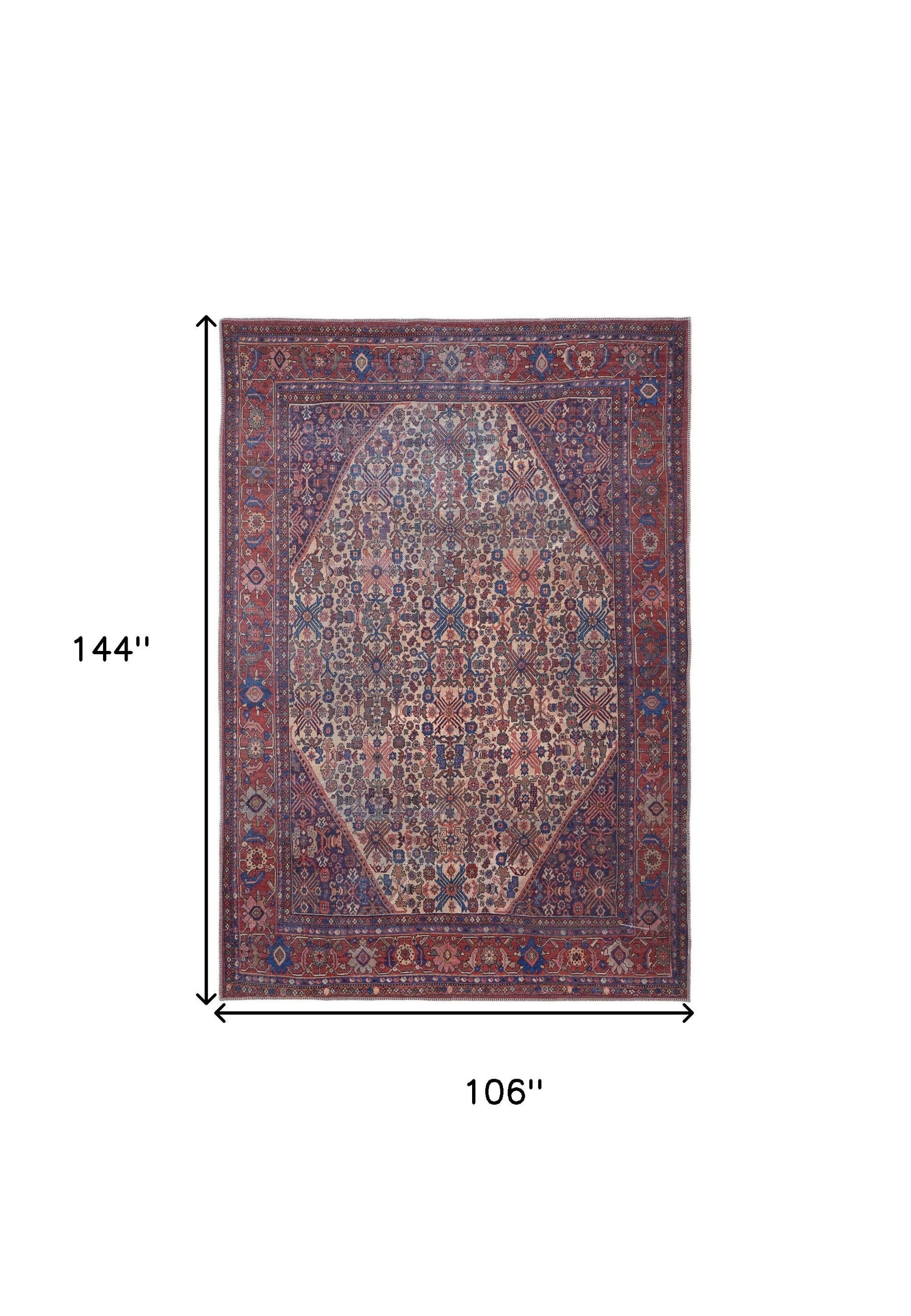 10' X 14' Ivory and Blue Floral Power Loom Area Rug