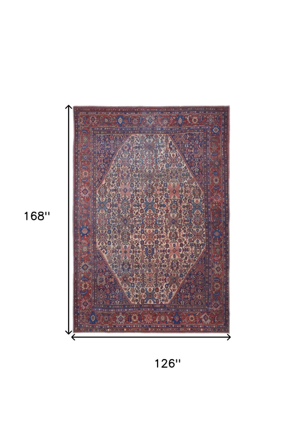 10' X 14' Ivory and Blue Floral Power Loom Area Rug