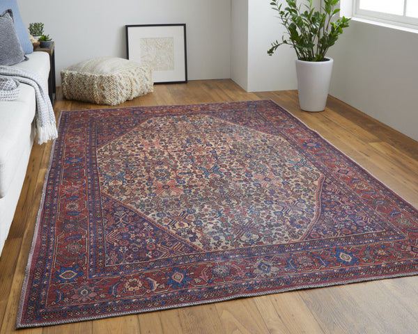10' X 14' Ivory and Blue Floral Power Loom Area Rug