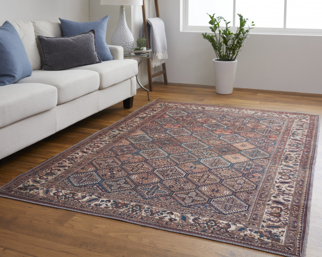 10' X 14' Ivory and Blue Floral Power Loom Area Rug