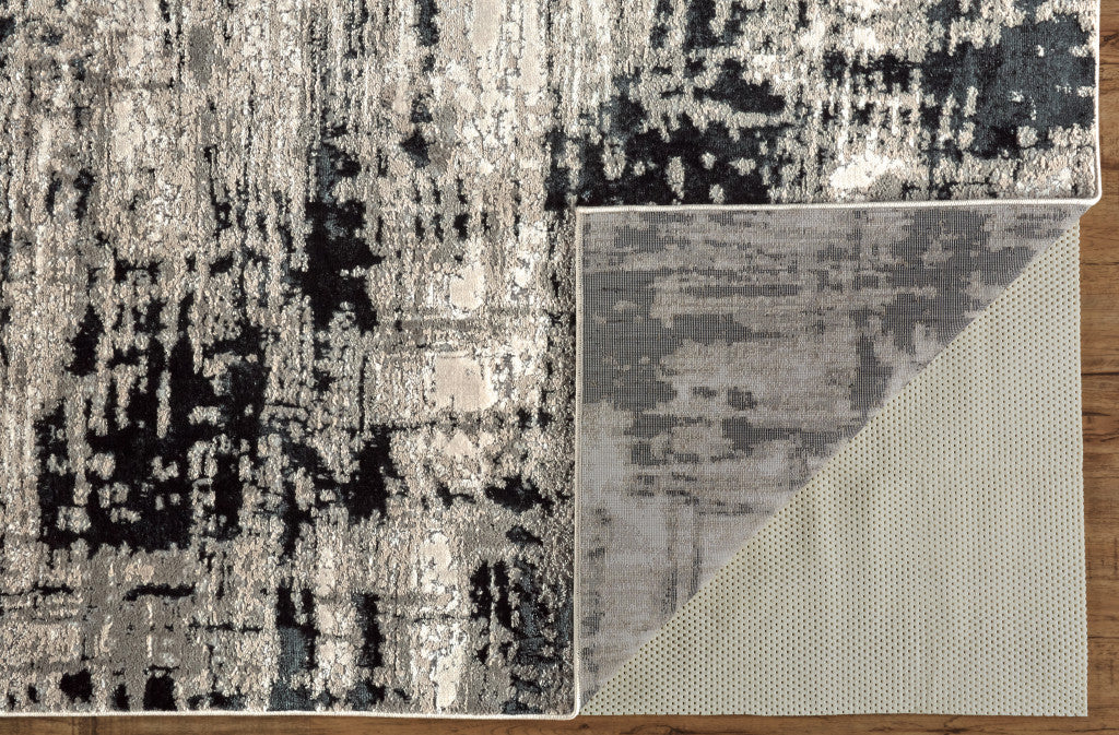 2' X 3' Black White And Gray Stain Resistant Area Rug