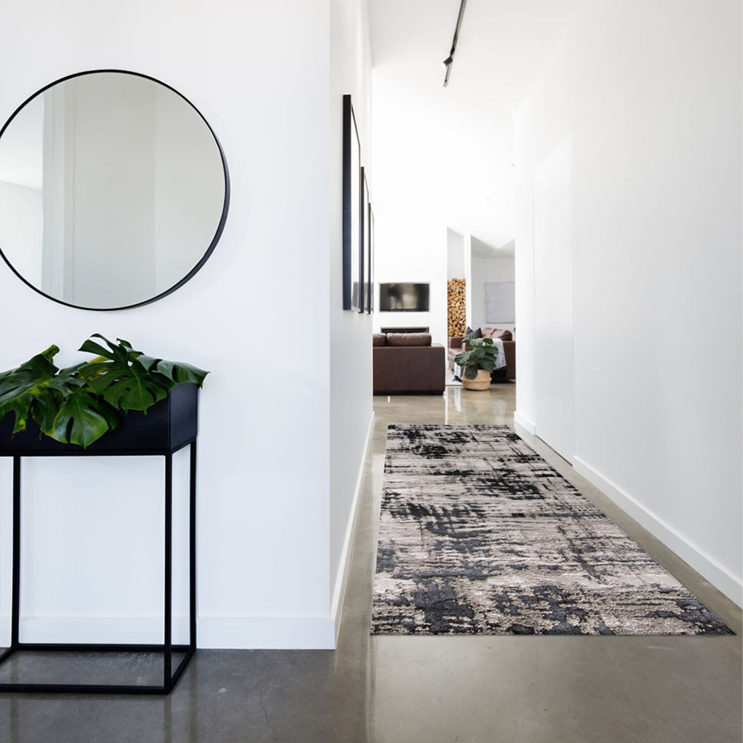 2' X 3' Black White And Gray Stain Resistant Area Rug