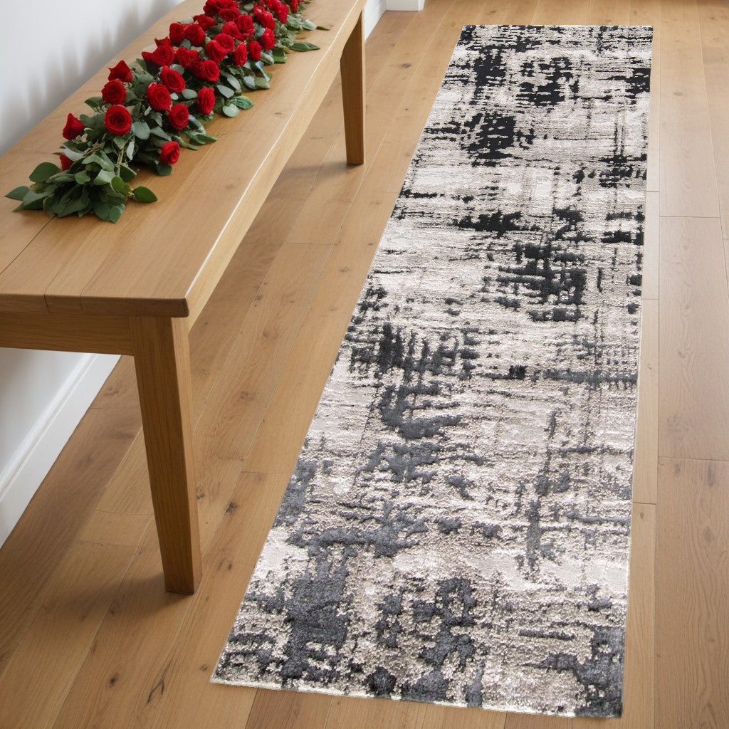 2' X 3' Black White And Gray Stain Resistant Area Rug