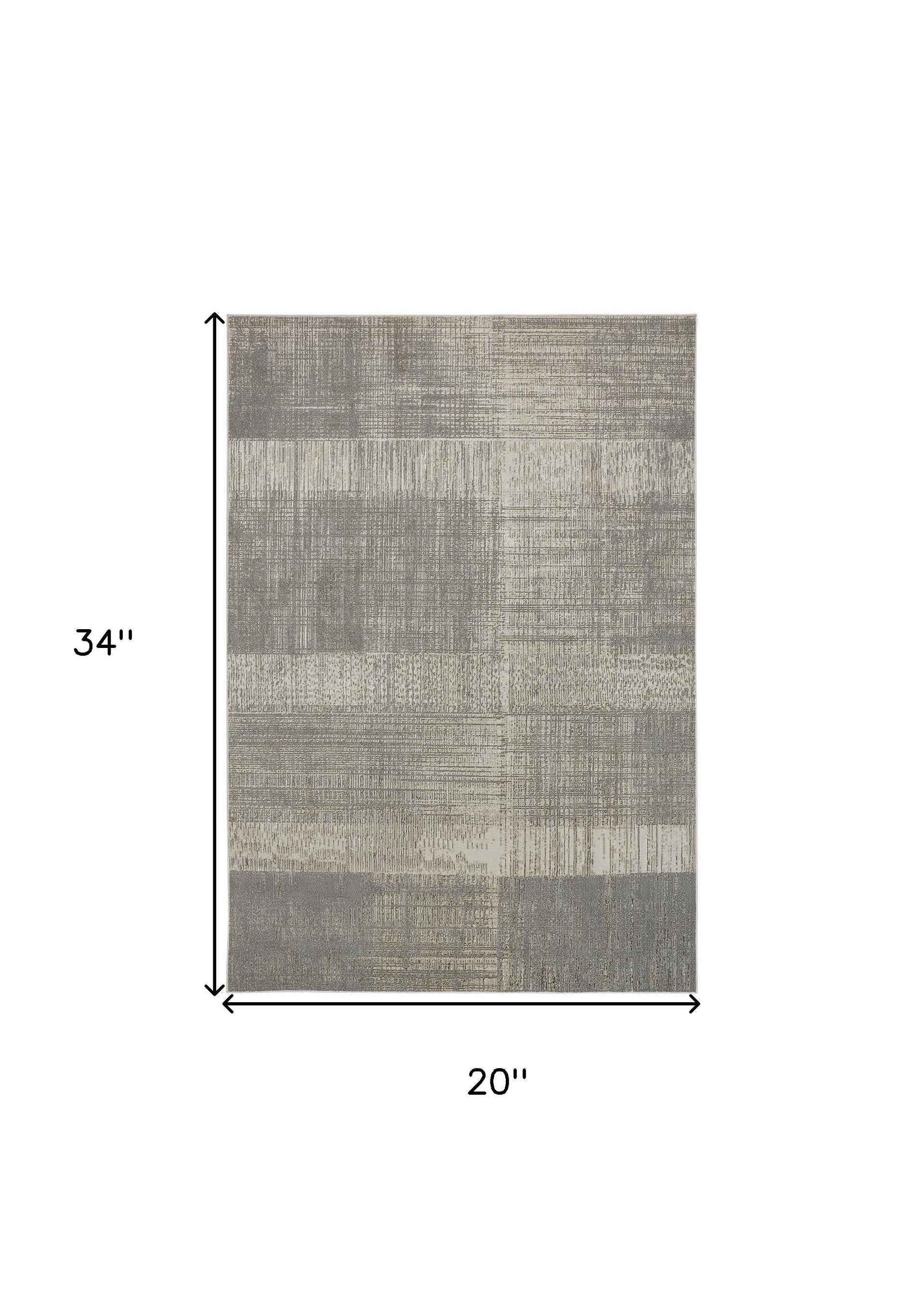 2' X 3' Gray And Ivory Abstract Stain Resistant Area Rug